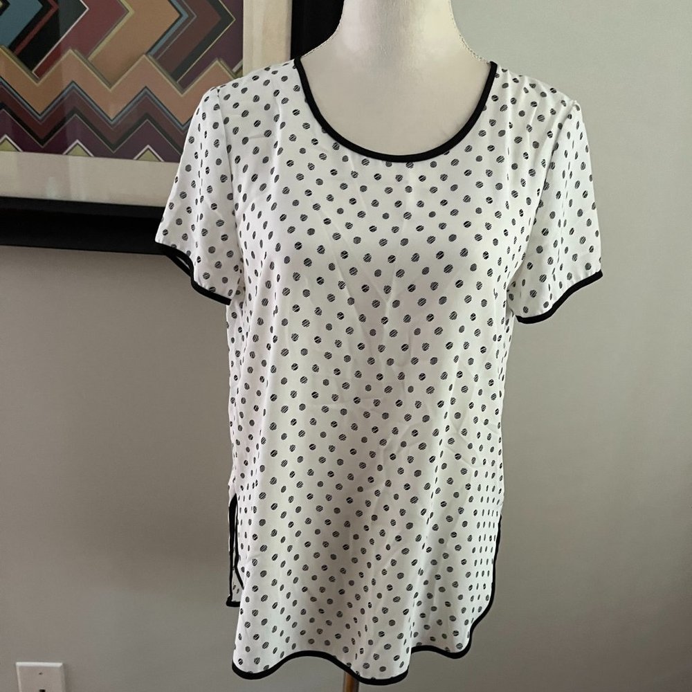 Spense White/Black Polka Dot Top S